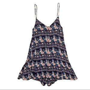 Revolve Somedays Lovin Floral Dark Pink Blue Romper Boho Spring Summer S